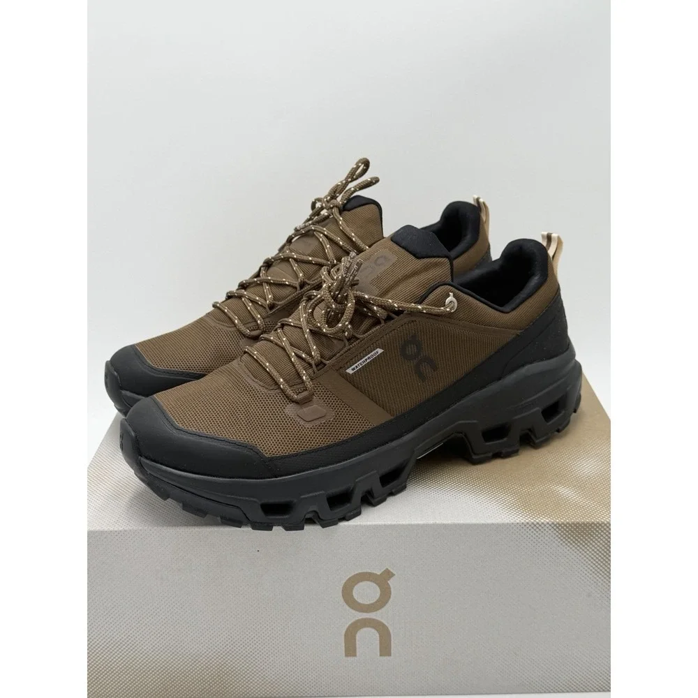 On Running Cloudrock Low WP Earth Black Mens Size 12 Waterproof Outdoors Shoes